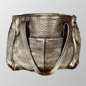 Marco Massaccesi Metallic Pebbled Leather Tote - Made in Italy Luxury Bag-RARE
